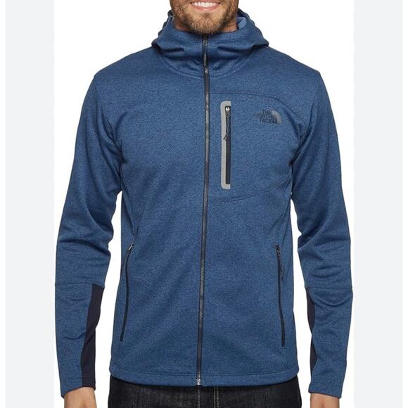 The North Face Mens Small Canyonlands Full Zip Hooded Fleece Jacket Outdoor Blue - Picture 1 of 9